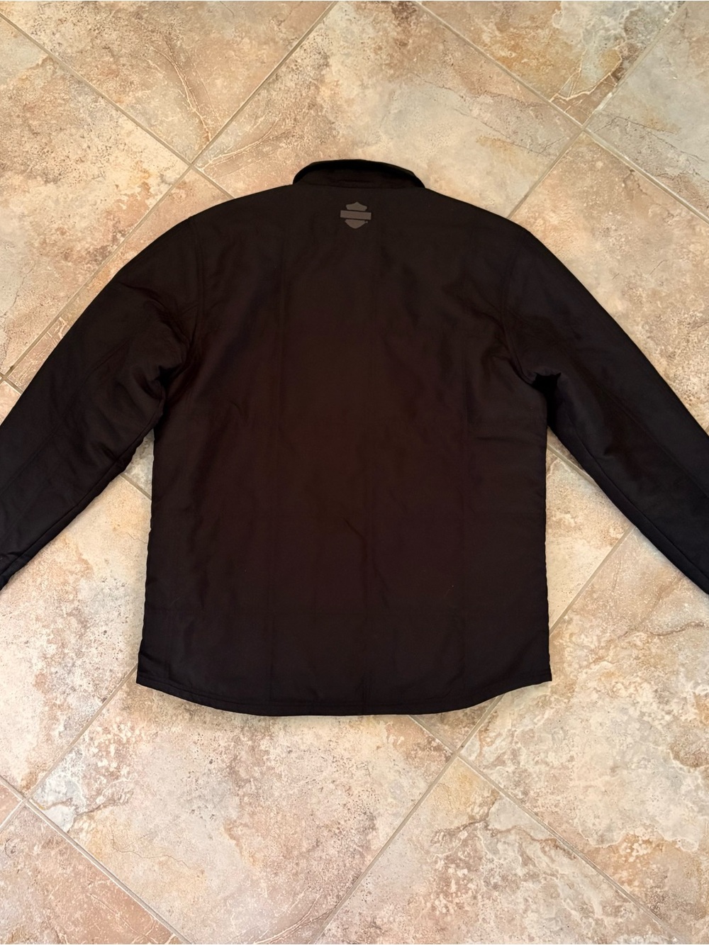 Harley Davidson Men’s XL Tall Quilted Shirt Jacket Black Logo Zip Lightweight - Picture 6 of 12